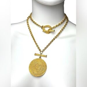 Vintage Premier Designs Braided Medallion Lariat Necklace